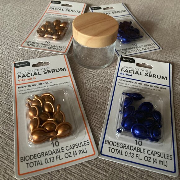 B Pure Concentrated Serum: 2 Retinol, 2 Vitamin C - 40 Total Plus Glass Jar - Picture 2 of 6